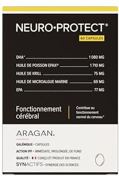 NeuroProtect - Riche en Omega 3 - Complement Alimentaire Mémoire, Fonctionnement Cérébral - Huile de Poisson & Huile de Krill - Aragan - 60 Capsules