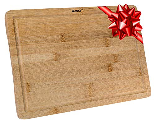 Tagliere da Cucina in Legno di Bambù con Scanalatura per Succhi (38x25cm) – Tagliere in Legno di Bamboo Professionale per Carni, Verdure, Formaggi, Aperitivo o Pane – Vassoio da Portata
