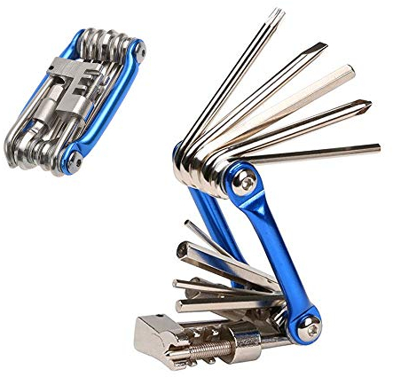 Aiqeer 11 in 1 Fahrrad Reparatur Werkzeug, Fahrrad Multitool, Mini Fahrradwerkzeug (Blau)