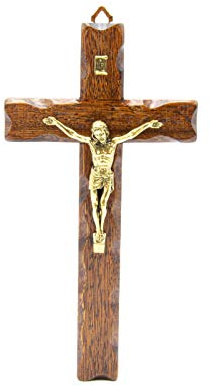 La Balestra Crucifijo de madera – de pared – Cristo latonado – Fabricado en Umbría Italia – (32 x 18 cm)