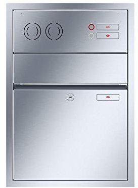 RENZ Buzón empotrado de acero inoxidable V4A, volumen de 28 L, filtro de intercomunicación superior/buzón