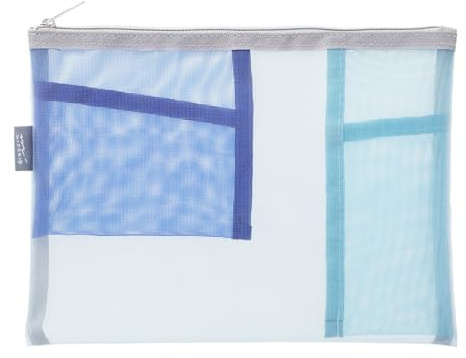Midori DESIGNPHIL 53348006 Pouch, Pen Case, Pen & Tool Pouch, Mesh, Light Blue