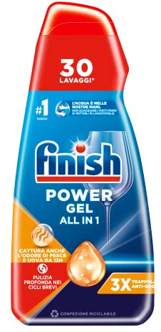 Finish Powergel, Gel Detersivo Per Lavastoviglie Liquido, Multiazione, Anti-Odore, Confezione Da 30 Lavaggi - 700 g