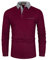 VMSUCIJ Men's Long Sleeve Polos Cotton Classic Plaid Panel with Real Pocket Golf Tennis Top,Red 1,L