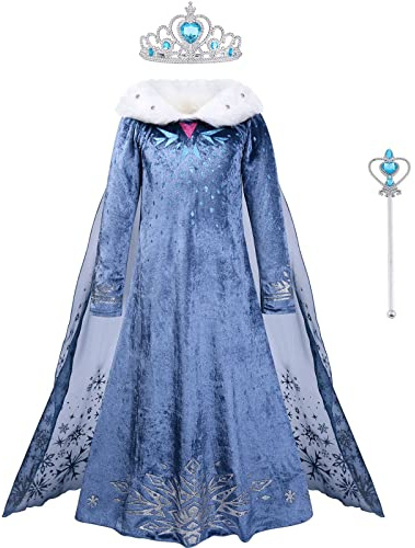 ACWOO Costume, Bambina Vestito, Set da Principessa Corona Bacchetta, Costume Vestito Bambina Principessa per Cosplay Party Halloween Natale