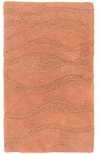 RugVista Badematte Breeze, 80 x 50 cm, Rechteckig, Mittelflor, Anti-Rutsch, Moderner Badteppich, Maschinenwaschbar bis 30°C, 100% Baumwolle, Terra