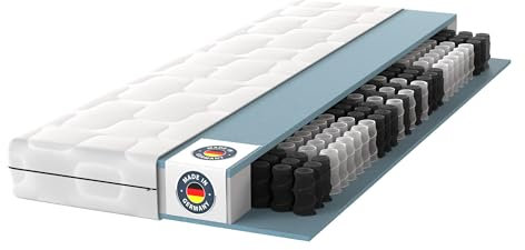 BMM Matratze 100x190 cm Ortho Medic Taschenfederkernmatratze Härtegrad H4/Öko-Tex Zertifiziert/ergonomische 7 Zonen Matratze Höhe 21 cm/Matratzen produziert in Deutschland
