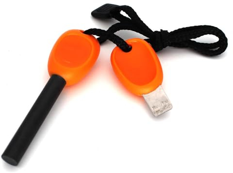 1 Pcs Fire Starter Kit Flint and Steel Survival Fire Steel Outdoor Emergency Survival Tool for Travelling Camping Hiking (Orange)