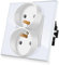 CNBINGO Double prise de courant Encastrable dans une boîte simple - Fixation par vis et griffes -Prise murale standard avec cadre en verre - Couleur Blanc