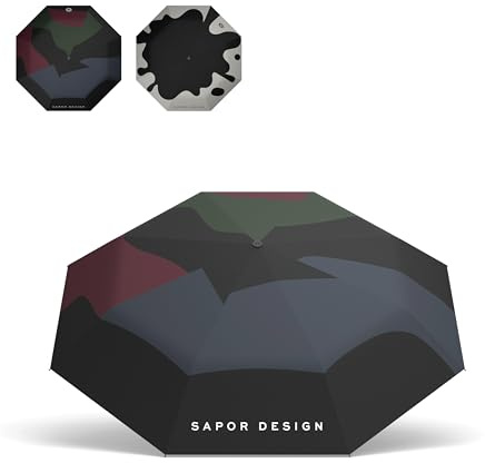 Sapor Design Premium Regenschirm mit Lotus Effekt | sturmfest, windsicher, Auf-Zu-Automatik | edler & eleganter Schirm | stilvoller Taschenschirm (Umbrella) | ESSENTIAL