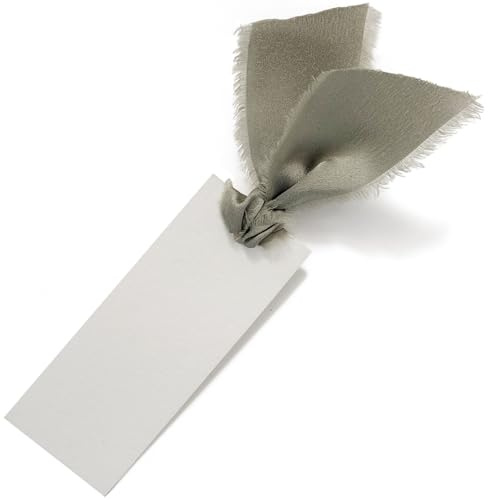 Maegmew 40 Pcs Place Cards for Table Setting - 3.94X1.57 Table Name Cards with Ribbon Name Tags for Wedding Dinner Party Events (Dusty Green)