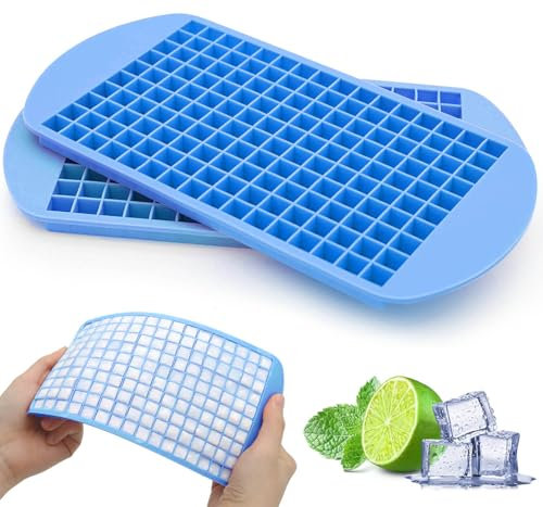 Lot de 2 à 160 petits bacs à glaçons en silicone pour whisky, cocktails, bouteilles d'eau – Sans BPA, flexible et empilable (bleu)