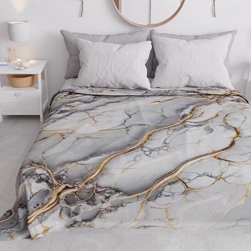 PETTI ARTIGIANI ITALIANI - Colcha Cama (220x250 cm) Microfibra, Primavera Verano, Colchas Bouti Modernas, Cubrecama Ligero Doble, Individual y Media, Mármol Gris Claro 100% Made in Italy