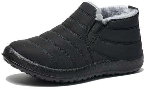 AWZFPC Men's Winter Snow Boots Fur Lined Warm Lining Shoes Fashionable Outdoor Winter Boots Anti-slip Winter Cold Weather Shoes All_Black Size 11