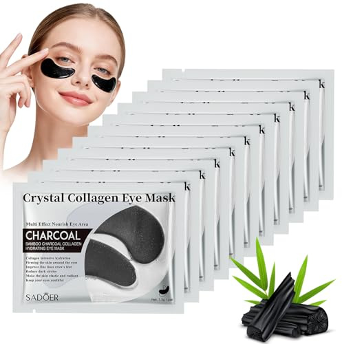 48 Stück Augemask Augenpads,unisex anti-aging augenpads black - mit hyaluronsäure & sofort-effekt, gegen erste fältchen und müde augen, intensive feuchtigkeit, vegan (Bambuskohle)