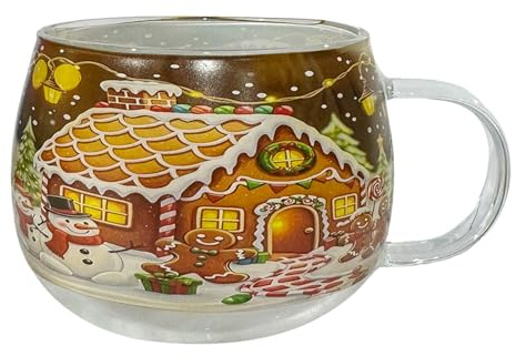 Taza de de Navidad de 300 ml, taza de café para chocolate caliente, latte, vino y bebidas frías, cristalería transparente para el hogar, cocina y regalo de temporada