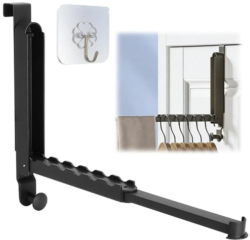 JYYWTSI Perchero de puerta plegable, gancho extensible para puerta interior, sin necesidad de taladrar, ahorra espacio, plegable, resistente para dormitorio, baño y apartamento