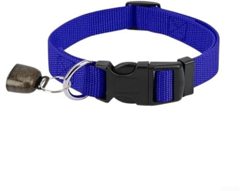 Collier de chèvre réglable avec clochette, sangle de cou en nylon pour moutons, bétail, chevaux, harnais de sécurité pour pâturage de petite à grande taille (bleu)