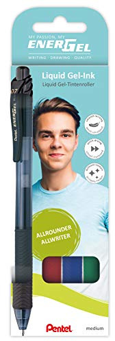 Pentel BL107 Energel X 0.7 mm Retractable Pen 4 Stück Sortiert Schwarz/Rot/Blau/grün