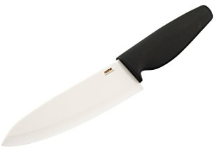 Home Coltello da Cucina con Lama in Ceramica, 18 cm, Ceramica, Bianco/Nero