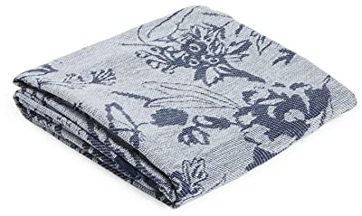 Vera Bradley Women's Recycled Cotton Indoor/Outdoor Throw Blanket, Rose Toile Blue Tonal, One Size