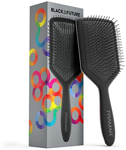 FRAMAR Schwarz Haarbürste Ohne Ziepen - Haarbürsten Für Langes Haar, Haarbürste Damen, Wet Hair Brush, Entwirrbürste Lange Haare, Detangler Bürste, Locken Bürste Haare, Paddelbürste, Paddle Brush