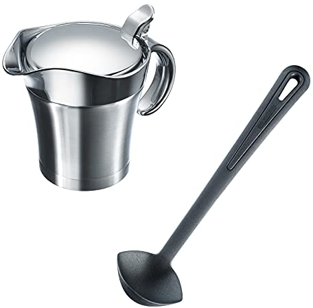 Westmark Service à Sauces, 2 pièces, 1 Saucière isotherme avec Couvercle Rabattable, 0,5 L + 1 Louche Gentle, Longueur : 29 cm, Acier inoxydable/ABS/PP/PA, Argenté/noir, 622422E6