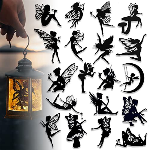 34 x Laser Cut Cardboard Fairies Scrapbook Fairy Silhouettes Fairy Cutouts Fairy Die Cuts for Lantern Jars Wall Painting Scrapbook Windows Glass and Phones Decoration