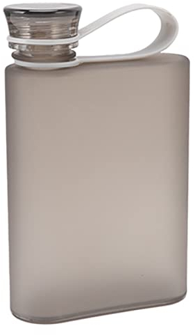 CHICIRIS Flache Wasserflasche, 380 Ml, Transparent, A5-Wasserflasche, Auslaufsicher, Rechteckig, Wasserflaschen, Handtasche, KüHlflasche FüR Outdoor-Sport, Fitnessstudio, Wandern, 4,1X6,4 (Grau)