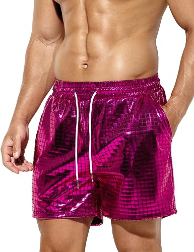 Casey Kevin Metalliska Shorts för Män Shorts i Metall Paljetter Short Korta Glänsande Paljetter för Disco Klubb Party Fest