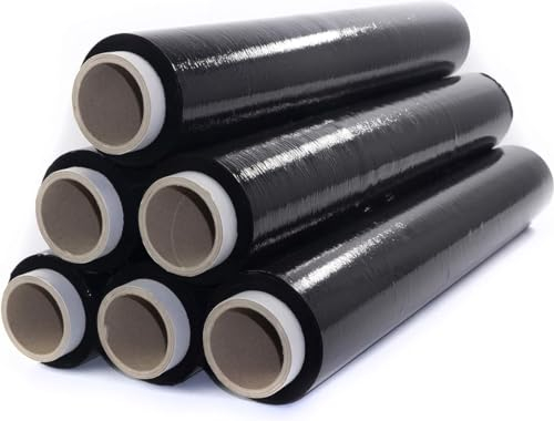 Pellicola estensibile - Pellicola estensibile - Pellicola estensibile - Pellicola termoretraibile - Pellicola termoretraibile - Pellicola per pallet - Pallet - Nero - 23 micron - 50 cm - 6 rotoli