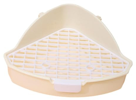 kowaku Caja de Arena para Conejos, Orinal, Entrenador, Malla extraíble, 25x17x10cm, Inodoro para Mascotas, Bandeja de Arena esquinera para Ardillas, Blanco