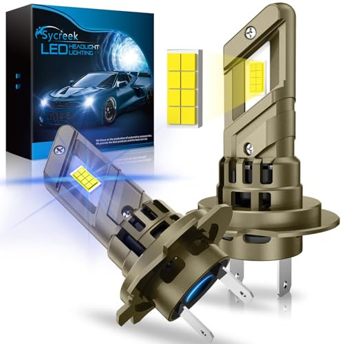 Sycreek Bombillas H7 LED,80W 28000LM 6500K Blanco,1:1 Mini Diseño para el Coche Kit de Reemplazo Halógeno,2 Led H7