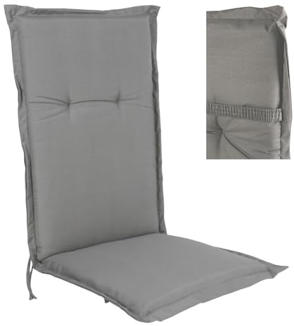 BURI Hochlehner Polsterauflage hellgrau 120x45cm Stuhlkissen Sesselauflage Sitzpolster Sitzkissen Gartenstuhlkissen Stuhlauflage Auflage Polster Kissen