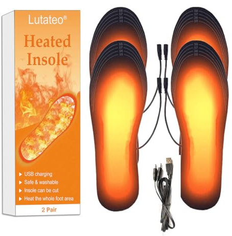 2 Paar Beheizbare Einlegesohlen, Beheizbare Schuheinlagen, Heated Insoles, Wärmesohlen Für Schuhe, Wärmesohlen, Einlegesohlen Beheizbar, Wärmende Schuheinlagen, USB Elektrische Heizsohlen 35-45