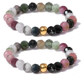GoPaw Bague Perlée en Pierre Naturelle, Bague élastique Femme, Bague en Véritable Pierre Naturelle Avec Perle en Or pour Femme Petite Amie (coloré)