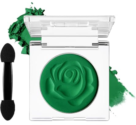DE'LANCI Ombretto verde opaco con applicatore, ombretto verde impermeabile ben pigmentato, ombretto di base con elevata durata, trucco per Natale, vegano #10