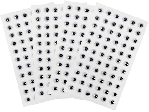 TOAOB 4 Sheets Googly Eyes Stickers Self Adhesive Wiggle Eyes 6mm Plastic Craft Sticker Eye for DIY Crafts Scrapbooking Decoration