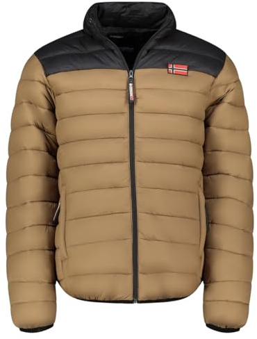 Geographical Norway Amigoclerc Men Basic Taupe M - Doudoune Chaude Matelassee Homme Automne Hiver - Veste Manteau Chaud - Blouson Coupe Vent Manches Longues Rembourrage - Hommes (Taupe M)