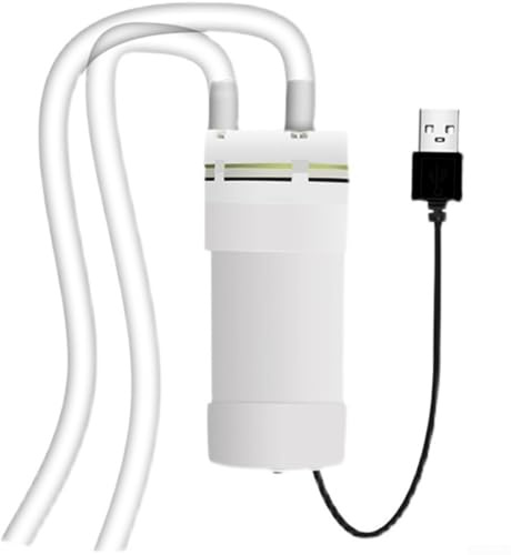 Zilimontt Mini Bomba de Agua Eléctrica 5V2A Bomba de Vacío Autocebante Alimentada por USB con Tubo de 6MM, para Bombeo en Hogar, Jardín y Acuario, Caudal 4L/min(3Metros)