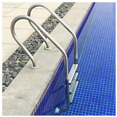 Escalera de Piscina con pasamanos, soporta hasta 250 kg, Ideal para Parques acuáticos Interiores y Exteriores.