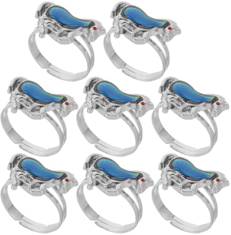 FRCOLOR Lot De 8 Bagues D'Humeur Thermosensibles En Forme De Cheval Ajustables Bijoux Fantaisie Changeant De Couleur Pour Enfants Accessoires De Fête Et Cadeaux De Noël