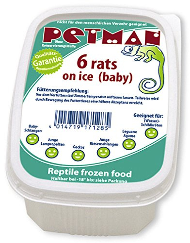 Petman Rats on Ice Baby, 10 x 6 STK.-Dose, Tiefkühl-Reptilienfutter ohne chemische Zusätze und Konservierungsstoffe