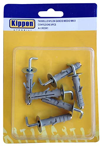 kippen 9023K1 Kit Composto da 6 Tasselli per Fissaggio ad Espansione da mm.9 con Gancio Medio