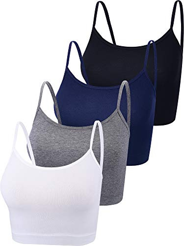 Boao 4 Pezzi Canottiere per Raccolto di Base Senza Maniche Racerback Crop Sport Top in Cotone per Donna (Color Set 3, Large)