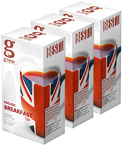 g’tea! English Breakfast - Strong Black Tea - Schwarztee-Blend - 3 x 25 Teebeutel 3er Pack