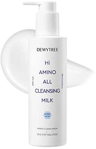 DEWYTREE Hi Amino All Cleansing Milk - Hydrating Facial Cleanser for Sensitive Skin | Amino Acid Face Lotion Oil Cleanser Korean Exfoliating Face Wash | Face Cleanser for Women & Men (6.76fl oz)