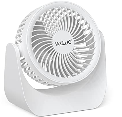 VAZILLIO Ventilator Leise, Tischventilator Sehr Leise und Kraftvoller Turbo Ventilator mit 3 Geschwindigkeitsstufen 3D Luftumwälzer Ventilator für Büro, Zuhause und im Freien