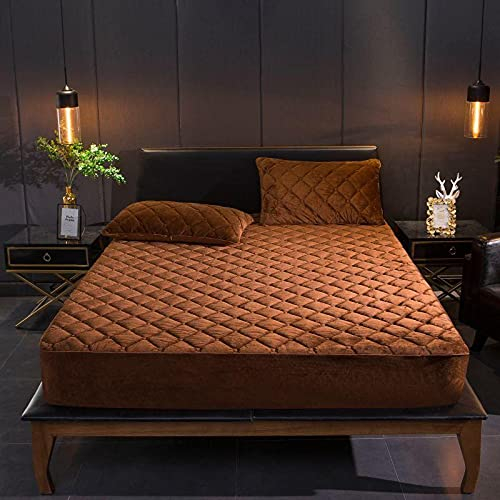 HAIBA Premium warme Spannbettlaken kuschelige Cashmere-Touch Bettlaken Jersey Fleece Spannbetttuch Bett Flauschiges Laken,Kaffee,120x200cm+30cm