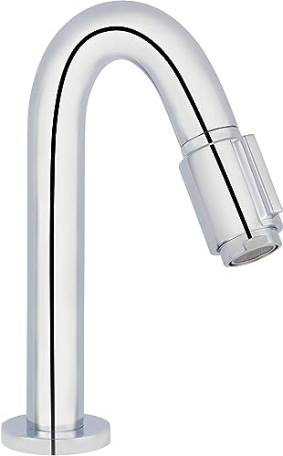 Saqu Essential 2.0 Kaltwasserhahn Gäste WC - 19 cm Hoher Waschtischarmatur - Messing - Mit Rosetten - Chrom - Waschbecken - Armatur